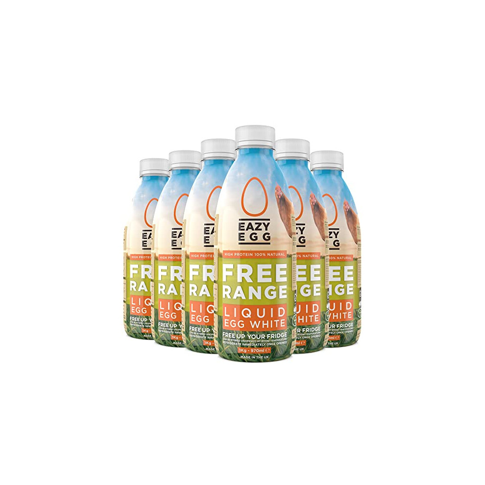 Eazy Egg Free Range Egg Whites Liquid 6 X 1L Made In The Uk From Eggs Free Range Ambient Storage 6 Month Shelf Life For Baking Shakes Omelettes