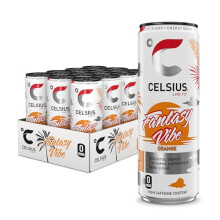 CELSIUS Fantasy Vibe Sparkling Natural Energy Drink 4 Vitamins Caffeine No Artificial Colours Sugar Free Energy Drinks Orange 355 mL 12Pack