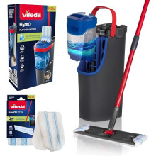 Vileda H2PrO Flat Mop And Bucket Set With 1 Additional Mop Head Refill 100 Separation of Clean and Dirty Water with Two Tank System Effortless Wring