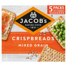 JACOBS Crispbreads Mixed Grain Crackers 20 Crackers Per Pack 190 g Pack of 1