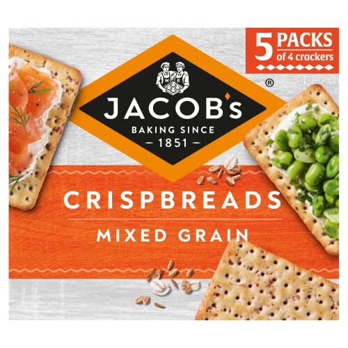 JACOBS Crispbreads Mixed Grain Crackers 20 Crackers Per Pack 190 g Pack of 1
