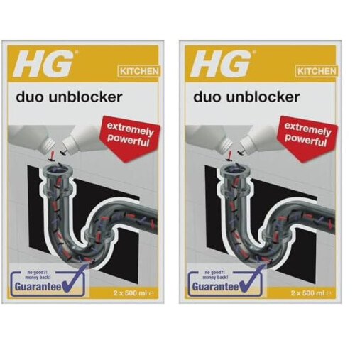 HG HG Duo Unblocker, Powerful Drain Cleaner & Drain Unblocker, Kitchen