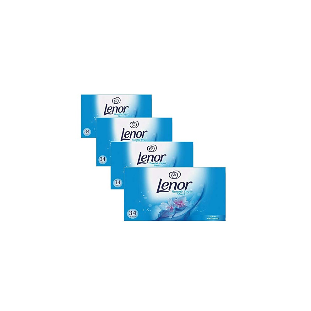 Lenor Tumble Dryer Sheets Spring Awakening 34 Sheets Pack Of 4