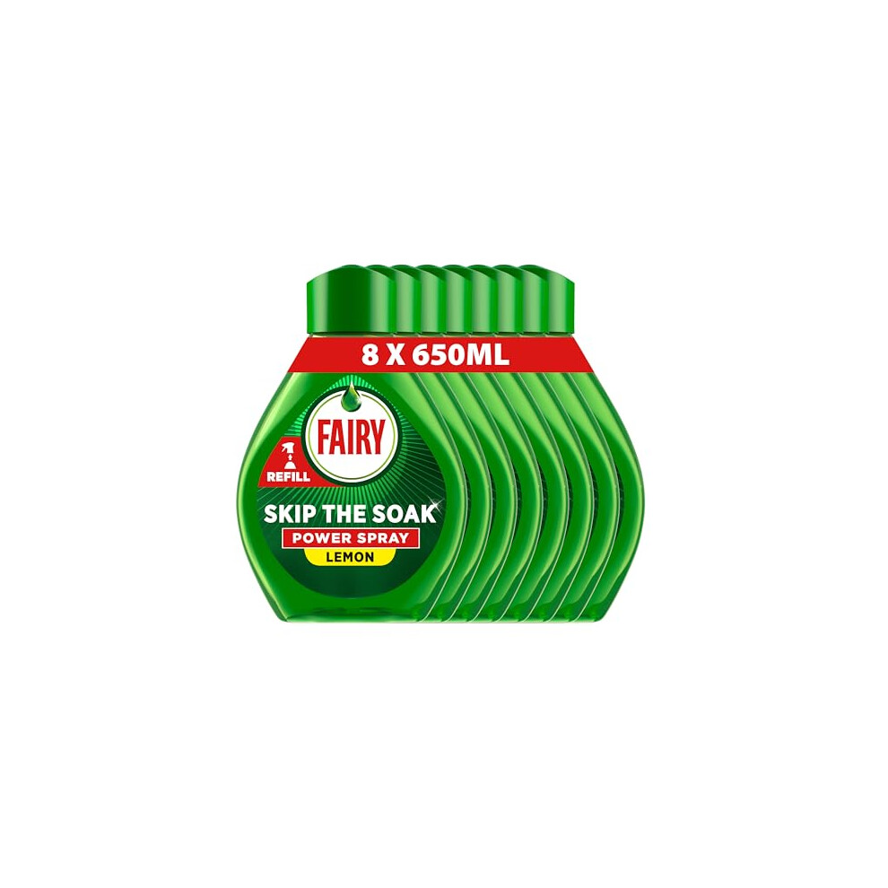 Fairy Skip The Soak Dish Power Spray Refills Lemon 8X650ml Degreaser Spray For Dishes Kitchen Surfaces