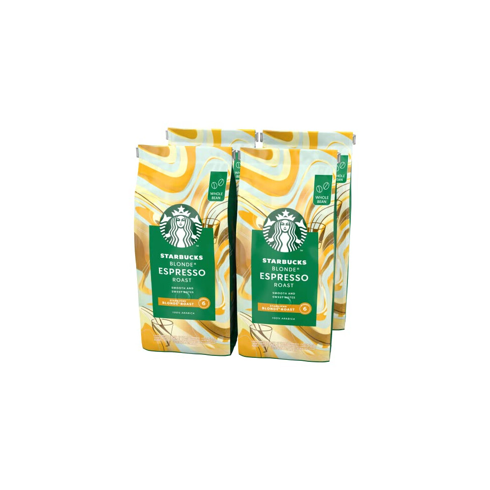 Starbucks Blonde Espresso Roast Blonde Roast Whole Bean Coffee 450G Pack Of 4