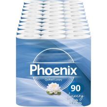 Phoenix Toilet Rolls – 90 Pack 3 Ply Fragrance Free Toilet Paper Bulk Buy Soft Quilted Sustainably Sourced Eco Friendly Luxury Bathroom Tissue