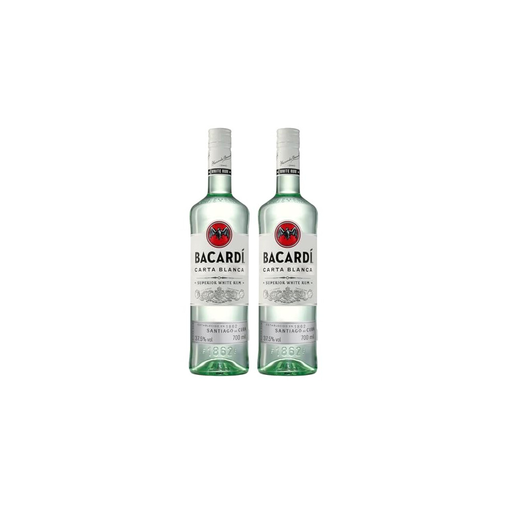 Bacardi Bacardí Carta Blanca Superior Rum 375 Abv 70Cl 700Ml Iconic Caribbean Rum Perfect For Cocktails Pack Of 2 White