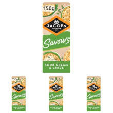 JACOBS Savours Thins Sour Cream Chive Crackers 150 g Pack of 4