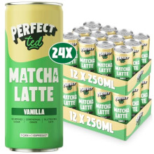PerfectTed Vanilla Matcha Latte RTD Ceremonial Grade 24 x 250ml Cans ReadytoDrink with GlutenFree Oats Smooth Creamy DairyFree