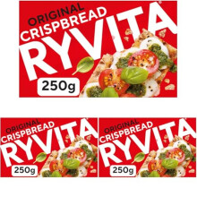 Ryvita Original Crispbread Low Fat Healthy Snack High in Fibre 250 g Pack of 3