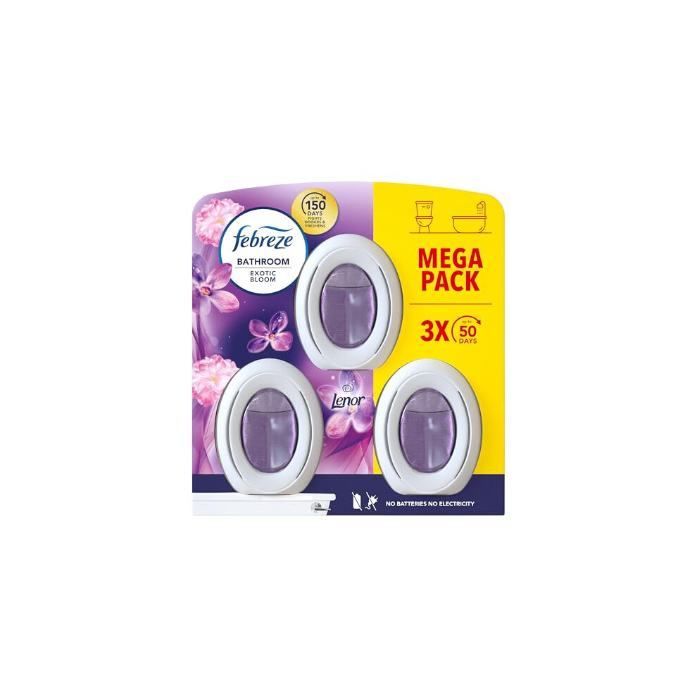 Febreze Bathroom Continuous Air Freshener Lenor Exotic Bloom 3 Count