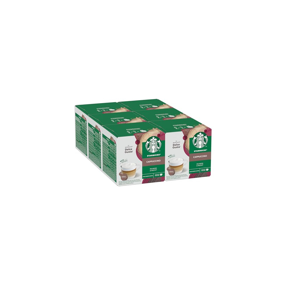 Starbucks Cappuccino By Nescafé Dolce Gusto 72 Cappuccino Coffee Pods 6 Pack Roasted Espresso With Creamy Milk Dark