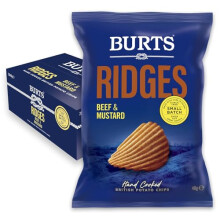 Burts Ridges Beef Mustard Hand Cooked Burts Crisps 20 x 40 g Multipack Box Gluten Free Hydrogenated Fat Free NonGMO Beef and Mustard Ridges Burt