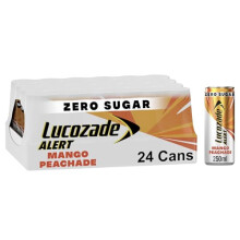 Lucozade Alert Energy Drink Zero Sugar Mango Peachade 250ml Pack of 24