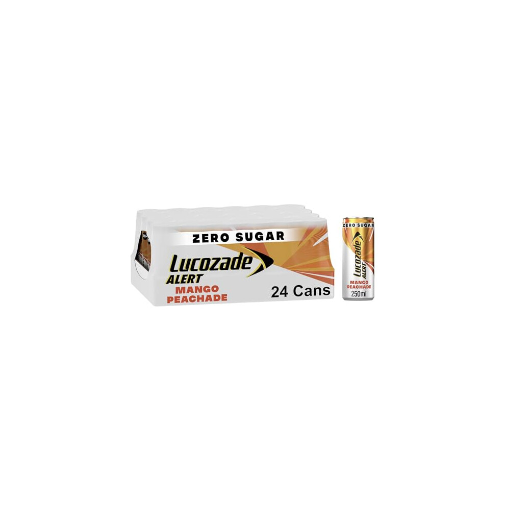 Lucozade Alert Energy Drink Zero Sugar Mango Peachade 250Ml Pack Of 24