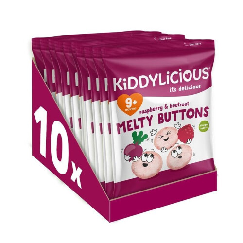 Kiddylicious Raspberry & Beetroot Melty Buttons - Delicious Snacks