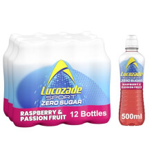 Lucozade Sport Zero Sugar Raspberry Passionfruit 12x500ml Sugar Free Sports Drink with Vitamin B3 and electrolyte Zero Sugar Only 4 calories pe