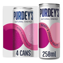 Purdeys Natural Energy Berry Dragon Fruit 250ml Can Pack of 4