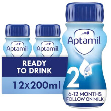 Aptamil 2 Follow On Baby Milk Ready to Use Liquid Formula 612 Months 200ml Pack of 12