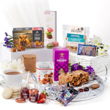 Luxury Afternoon Tea Gift Set – Hatties Gifts Food Gift Box with Fruit Cake Fudge Shortbread English Tea – Mothers Day Hamper Mum Birthday Thank Y