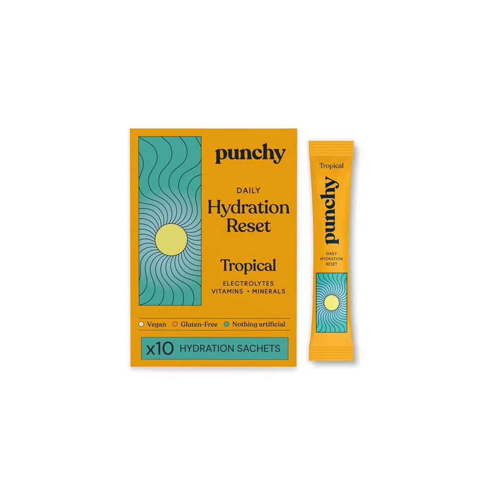 Punchy 10 Pack Electrolytes Sachets Fast Absorbing Hydration Sachets Rehydration Sachet Packed With Vitamins No Artificial Sweeteners Or Preservatives