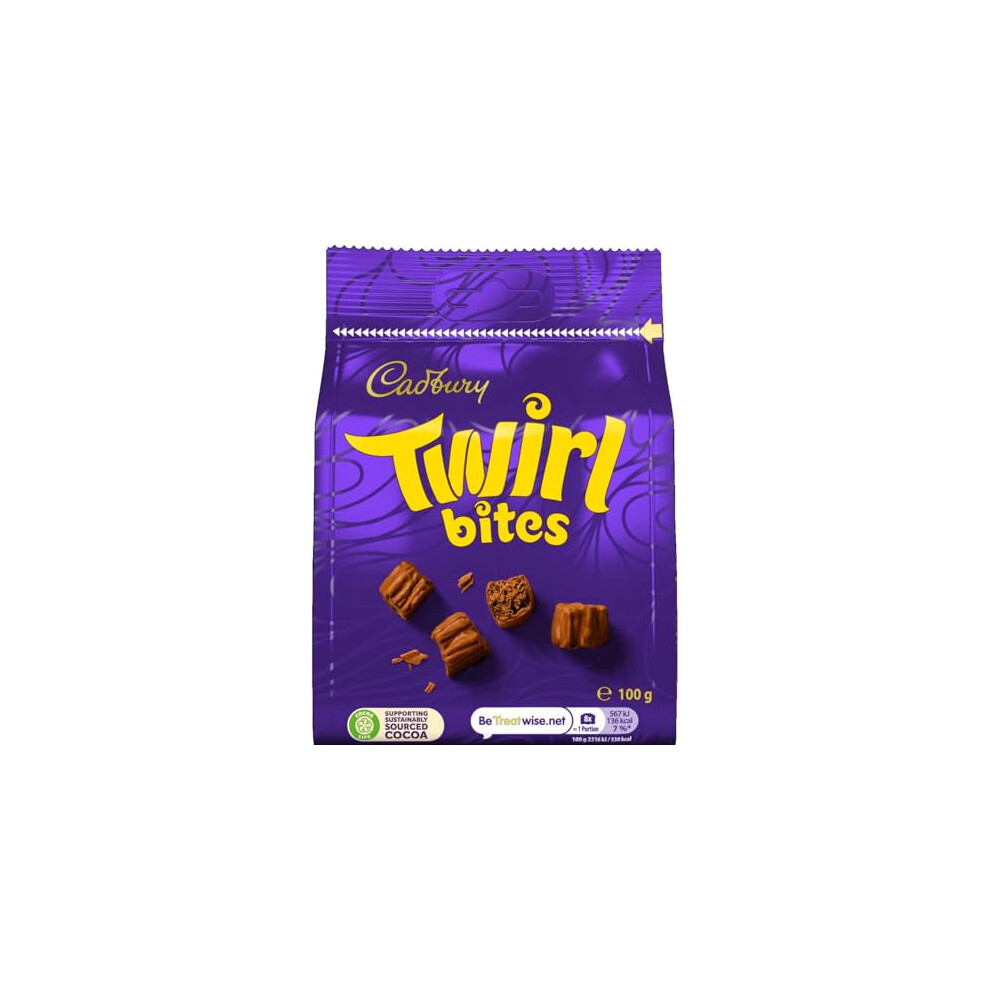 Cadbury Milk Chocolate Twirl Bites Sharing Bag Bite Size Treats 100 G Pack Of 1