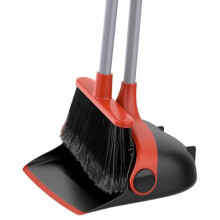 MRSIGA Long Handled Dustpan and Brush Set Upright Broom and Dustpan Set with Adjustable Handle Tall Sweeping Brush with Comb Teeth for Floor Cleanin