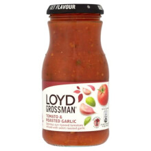 Loyd Grossman Italian Tomato Roasted Garlic Sauce – Rich Tomato Sweet Garlic Fusion Classic Italian Flavour 350 g Jar Pack of 1