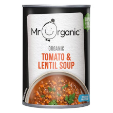 Mr Organic Tomato and Lentil Soup Organic and Delicious Tin High in Protein and Fibre Perfect for a Warm and Nutritious Meal