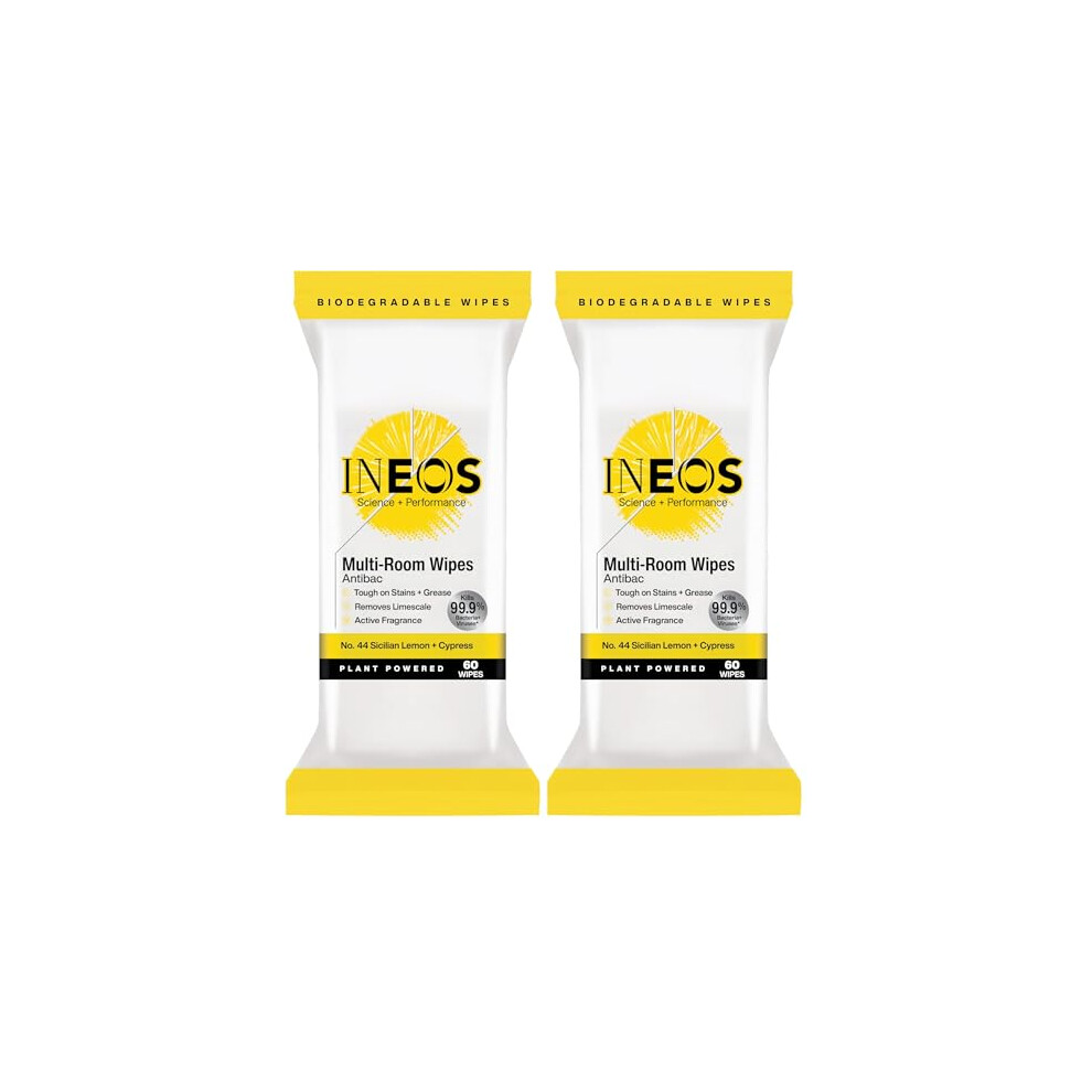 Ineos Hygienics Ineos Nextgen Antibac Multiroom Disinfectant Biodegradable 60 Wipes Sicilian Lemon Cypress Kills 999 Of Bacteria Viruses Plant Powered Packaging M