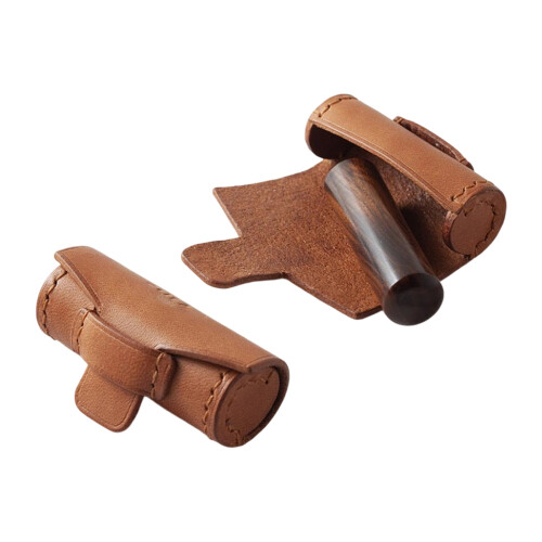 PU Leather Cylinder Storage Case For Seals And Lipsticks-Coffee
