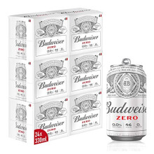 Budweiser Zero 0 Alcohol Free Lager Beer Can 24 x 330 mlpackaging may vary