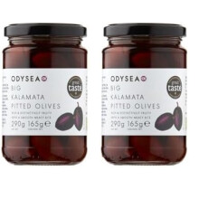 Odysea Big Kalamata Pitted Olives Glass Jar 290 g Pack of 2
