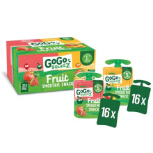 GoGo squeeZ Fruit Smoothie Snack Apple Strawberry and Multifruit 32x90g 100 Real Fruit Blend Pouches Snack for Kids Adults GlutenFree Vegan No Adde