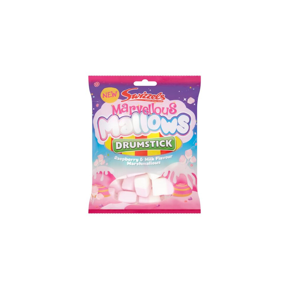 Swizzels Marvellous Mallows Drumstick Raspberry Milk Flavour Marshmallows 125G Single Bag Marshmallow Sweets