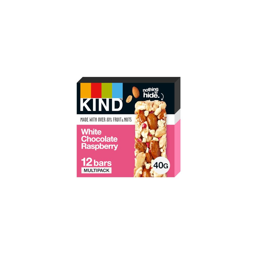 Kind Bars Chocolate Raspberry Healthy Snack Gluten Free Snack Bars No Artificial Colours Flavours Or Preservatives Multipack 12 X 40G White