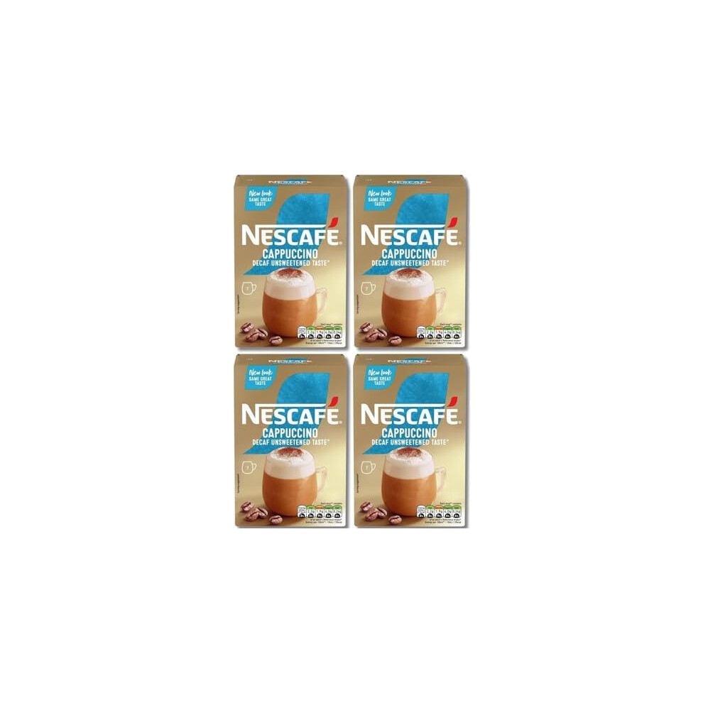 Nescafe Nescafé Cappuccino Decaffeinated Unsweetened Coffee Sachets X7 Pack Of 4 Total 28 Decaf Sachets