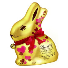 Lindt Gold Bunny Hearts Milk Chocolate Easter Bunny 200g – Iconic Foil Wrapped Bunny – Easter Chocolate for Sharing – Easter gift