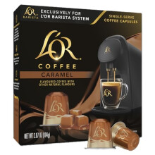 LOR Espresso Caramel Flavour Coffee Pods X10 Pack of 10 Total 100 Capsules 100 Caramel