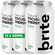 Brite Natural Focus Energy Drink Coffee Alternative for Productivity Plant Based Backed by Neuroscience Low Calorie Vegan Gluten Free Lemon Lime 12