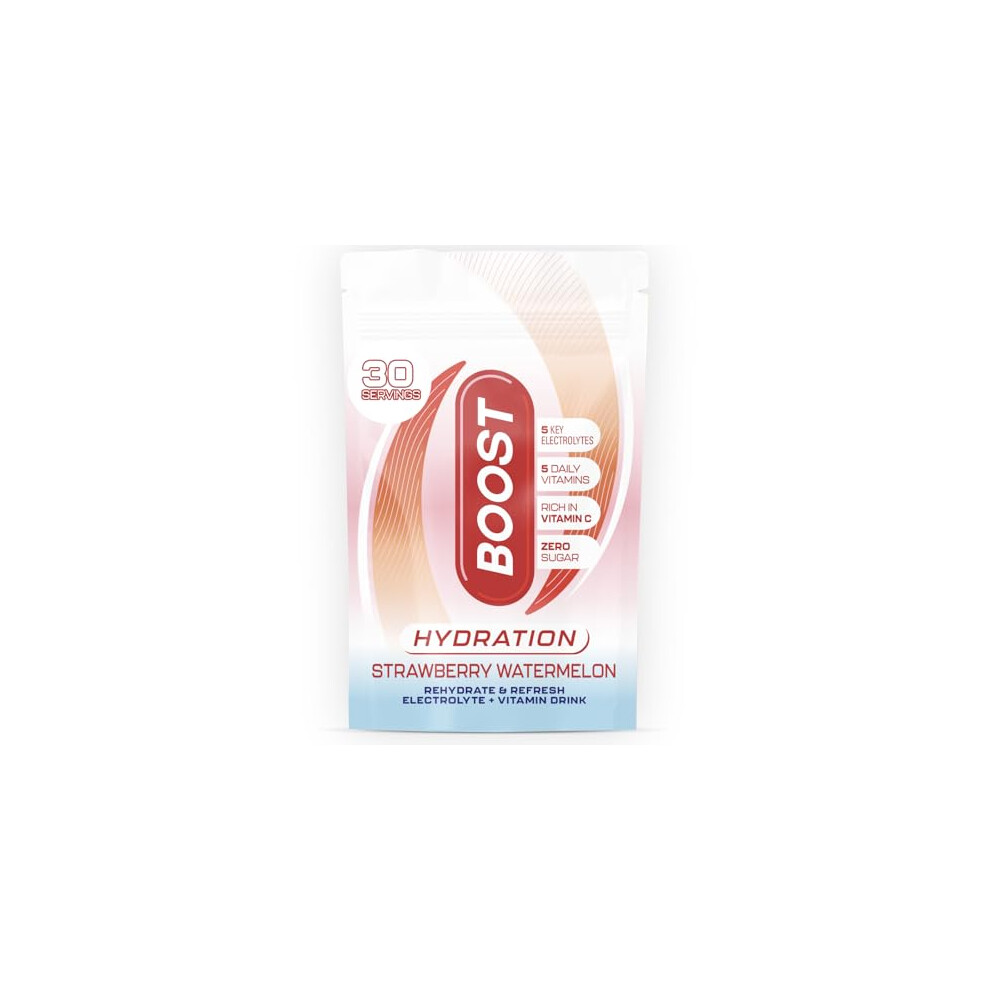 Boost Hydration Electrolytes Powder Strawberry Watermelon Flavour 30X Serving Pouch Sugar Free Electrolytes Drink Powder For Rehydration 100 Veg