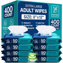 Wet Body Wipes for Adults Bathing No Rinse Wet Wipes for Elderly 8 x 12 400 count Shower for Adults No Rinse Incontinence Disposable Washcloths Alo