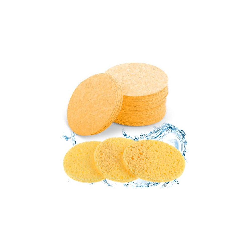 Yolev Yellow 50 Count Compressed Facial Sponges For Washing Face Sponges Exfoliator Sponge For Skincare Routine And Makeup Remove
