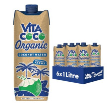 Vita Coco Organic Coconut Water 6x1L High in Vitamin C and Potassium No Fat Low in Calories NonGMO GlutenFree Vegan