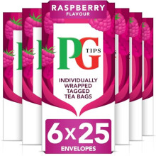 PG Tips Raspberry Leaf Tea Bags Bulk Individually Wrapped Refreshing Fruit Flavoured 6 Packs 150 Envelopes