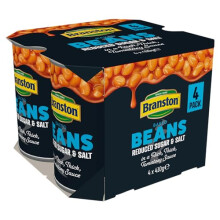 Branston Reduced Sugar and Salt Baked Beans 410 g Pack of 4