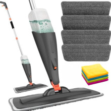 NEW SCRATCH ANETSUMMER PRICE Spray Mop 2 Microfibre Cloths Microfiber Mop Spray Cleaner for Floors with 4 Pads and 600Ml Refillable Bottle Suitable