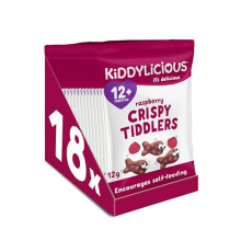 Kiddylicious Raspberry Crispy Tiddlers Delicious Real Fruit Treat for Kids Suitable for 12 Months 18 Packs