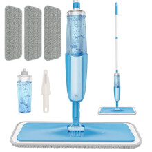 PAPCLEAN Microfibre Spray Mop with 3 Reusable Pads and Refillable Bottle 360 Degree Spin Mop for Hardwood Marble Tile Laminate or Ceramic Floors Cy