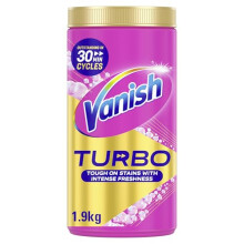 Vanish Turbo Stain Remover Powder 19kg Boosted Oxi Action for Quick Wash Removes Stains Safe on Colours White